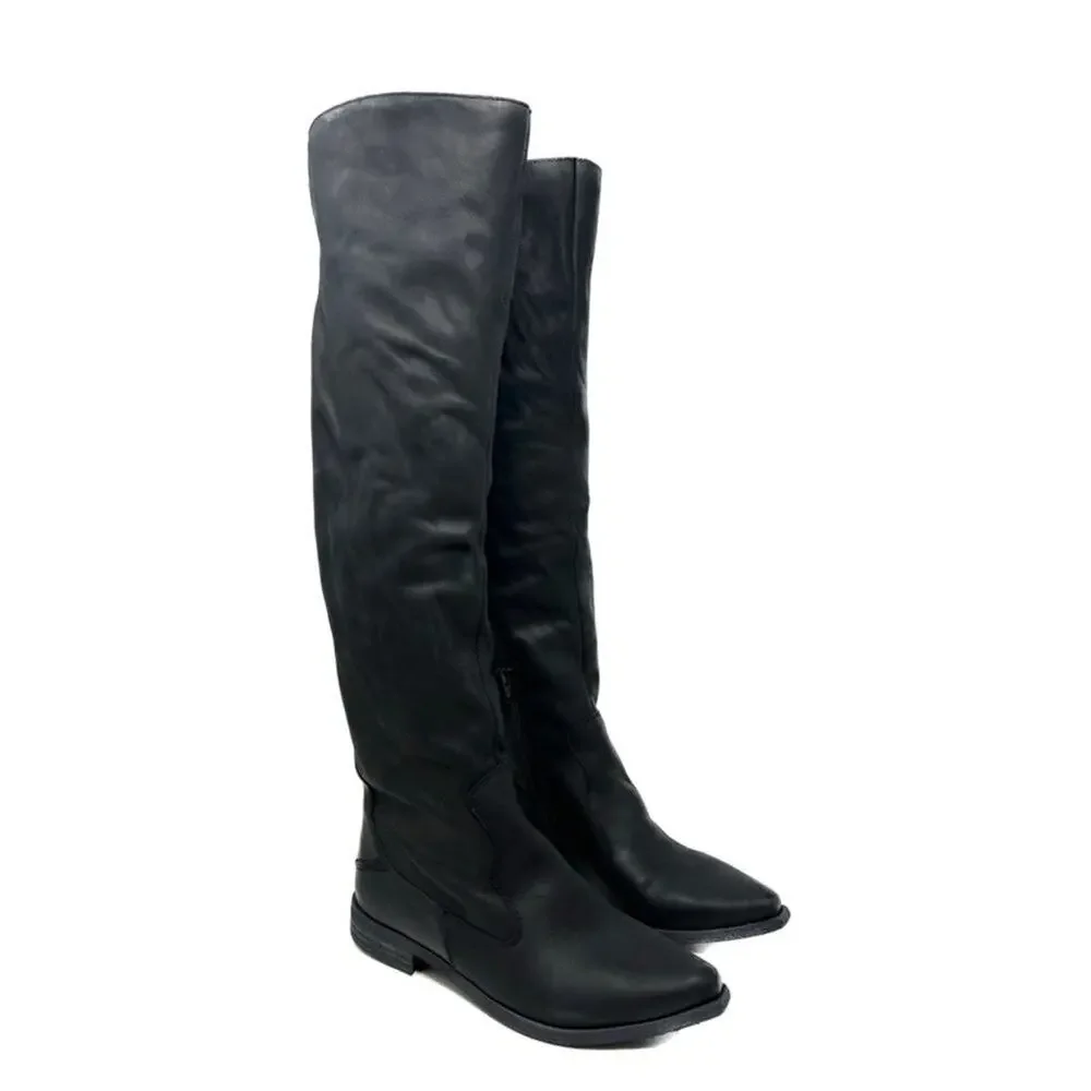 Free People Leather Brenna Black Over The Knee Boots EU 36/US 6